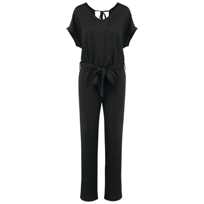 Macacão em malha de manga curta em linho de senhora